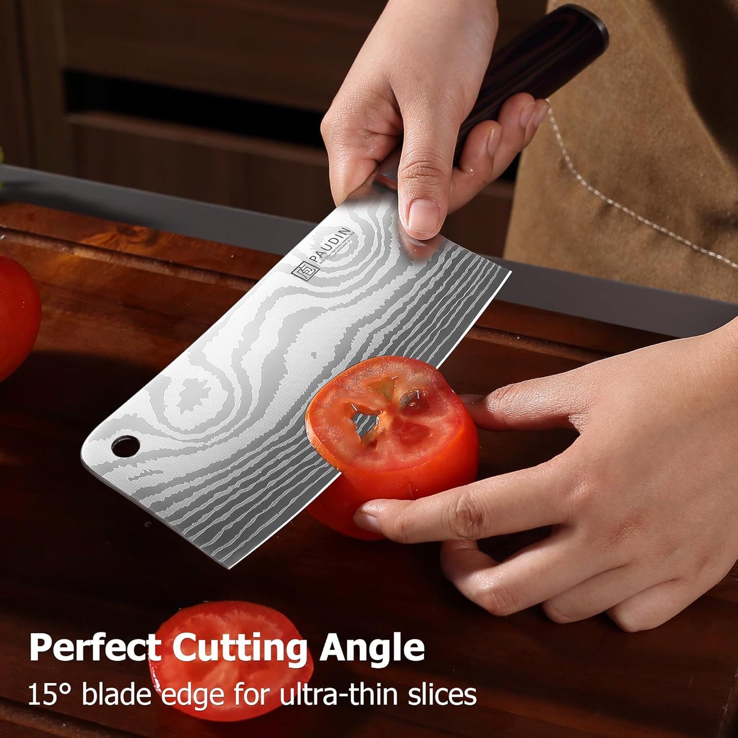 Cleaver Knife, Ultra Sharp Meat Cleaver 7 Inch, High Carbon Stainless Steel Butcher Knife with Wooden Handle, Chinese Cleaver for Meat Cutting Vegetable Slicing