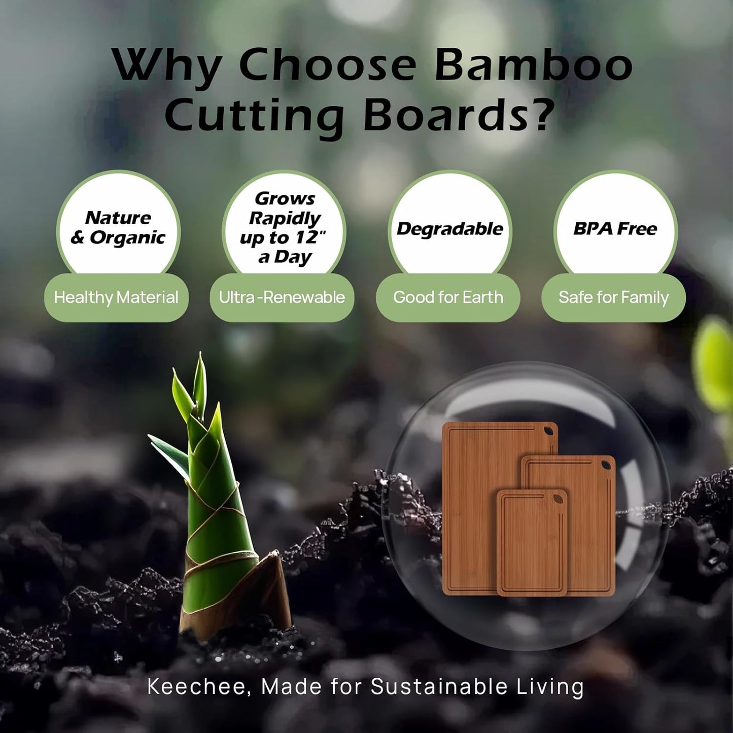 Bamboo Cutting Board, Durable Wood Cutting Boards for Kitchen with Deep Juice Grooves & Built-In Handles, Ideal Charcuterie & Chopping for Meat, Vegetables and Fruits Ideal Kitchen Gifts