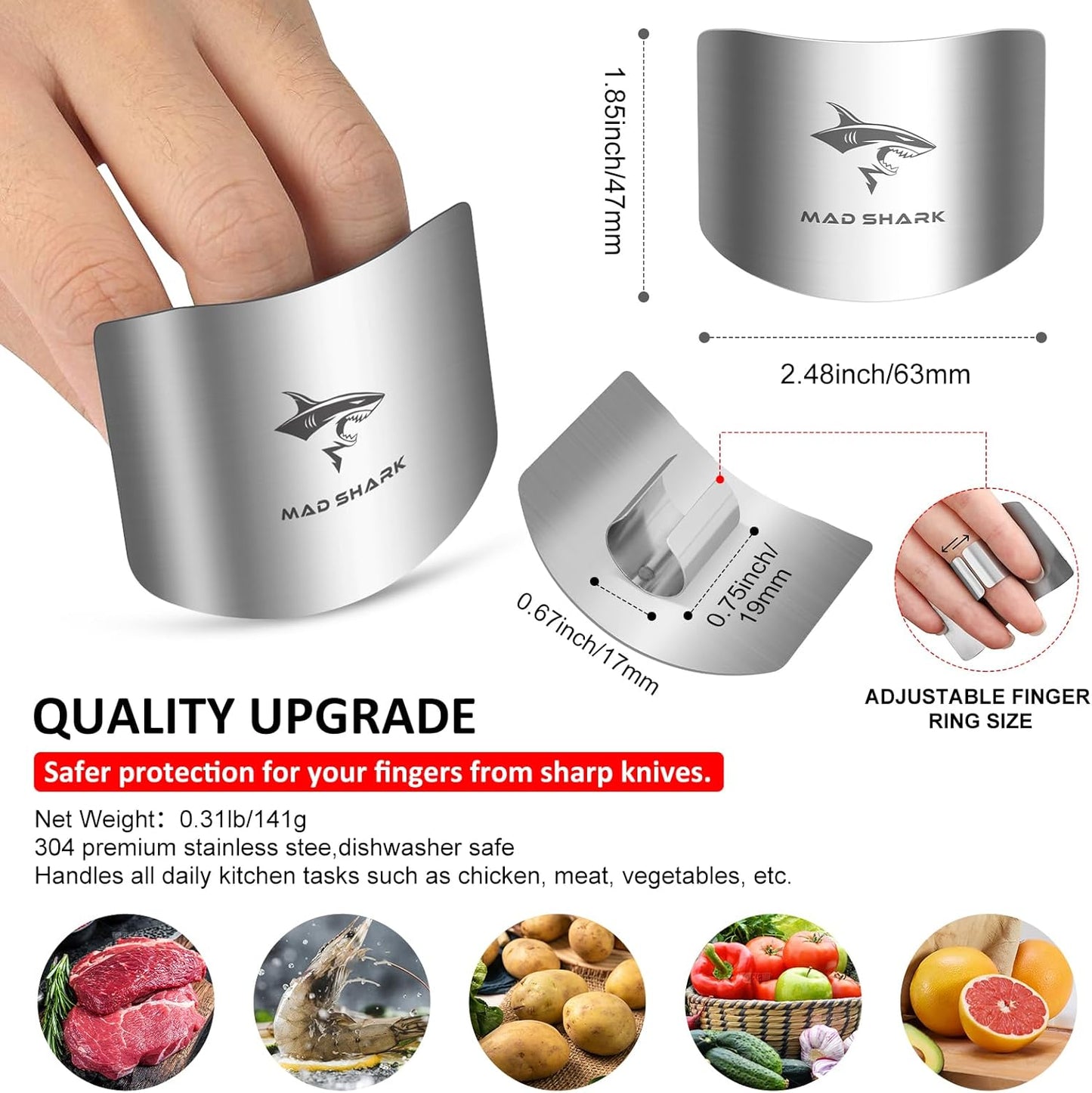 Chef Finger Guards for Cutting with Gift Box, 2Pcs Premium 304 Stainless Steel Finger Protectors for Cutting, Slicing and Chopping Vegetables, Fruits and Meat, Avoid Hurting Kitchen Tools