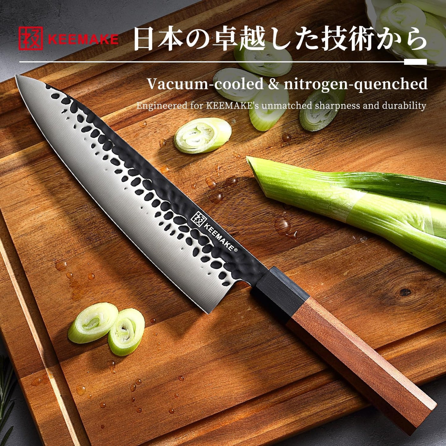 Japanese Gyuto Chef Knife - 8 Inch Professional Kitchen Knife with 440C High Carbon Steel Blade, Sharp Cutting Knives Rosewood Handle for Home Cooking and Restaurant