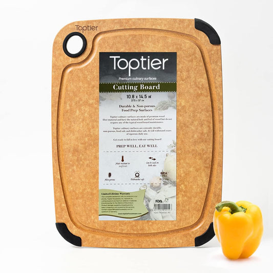 Wood Fiber Cutting Board,  Dishwasher Safe Cutting Boards for Kitchen, Eco-Friendly, Non-Slip, Fruit Juice Grooves, Non-Porous, BPA Free, Medium Cutting Board, 14.5 X 11-Inch, Natural Slate