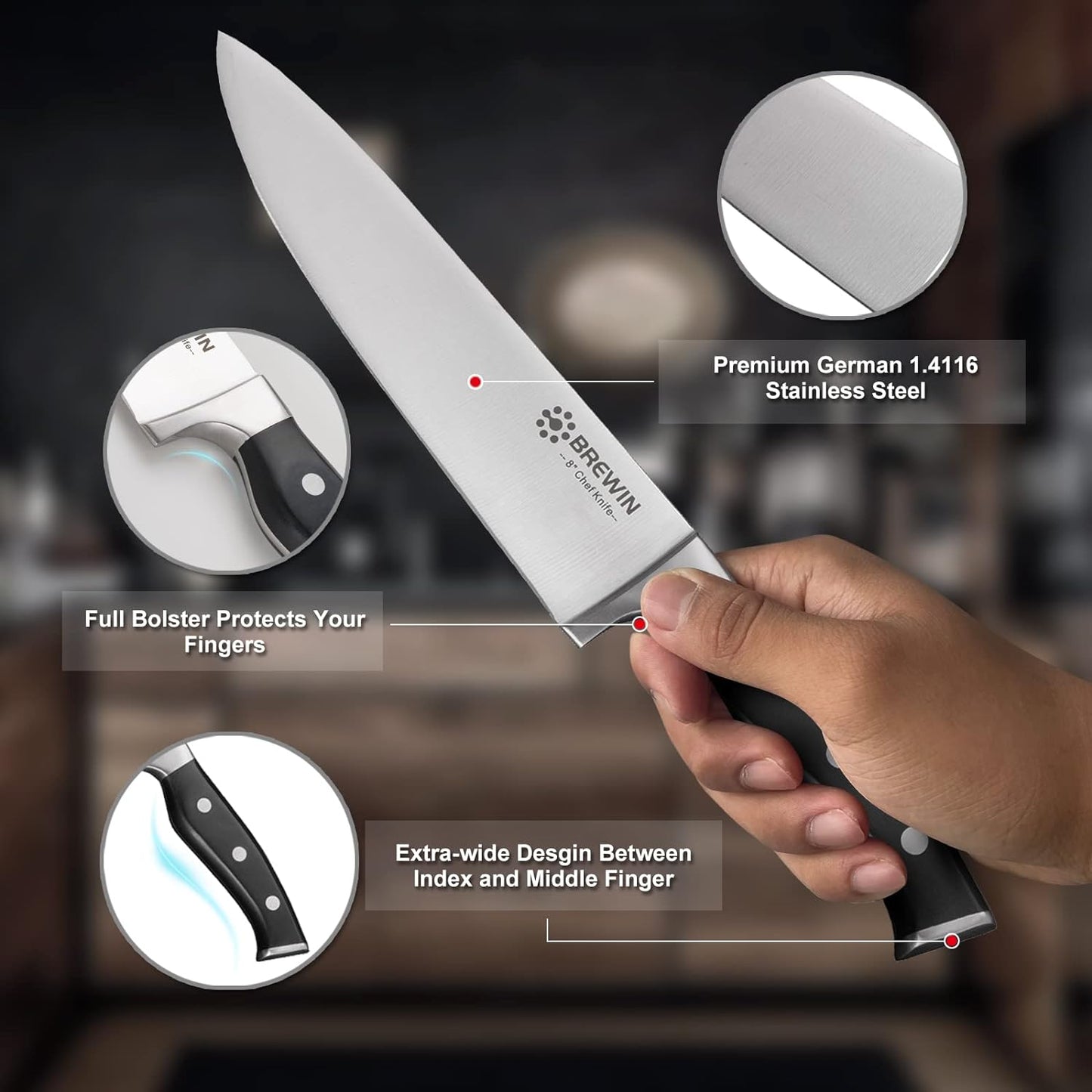 Professional Kitchen Knives, 3PC Chef Knife Set Sharp Knives for Kitchen High Carbon Stainless Steel, Japanese Cooking Knife with Gift Box