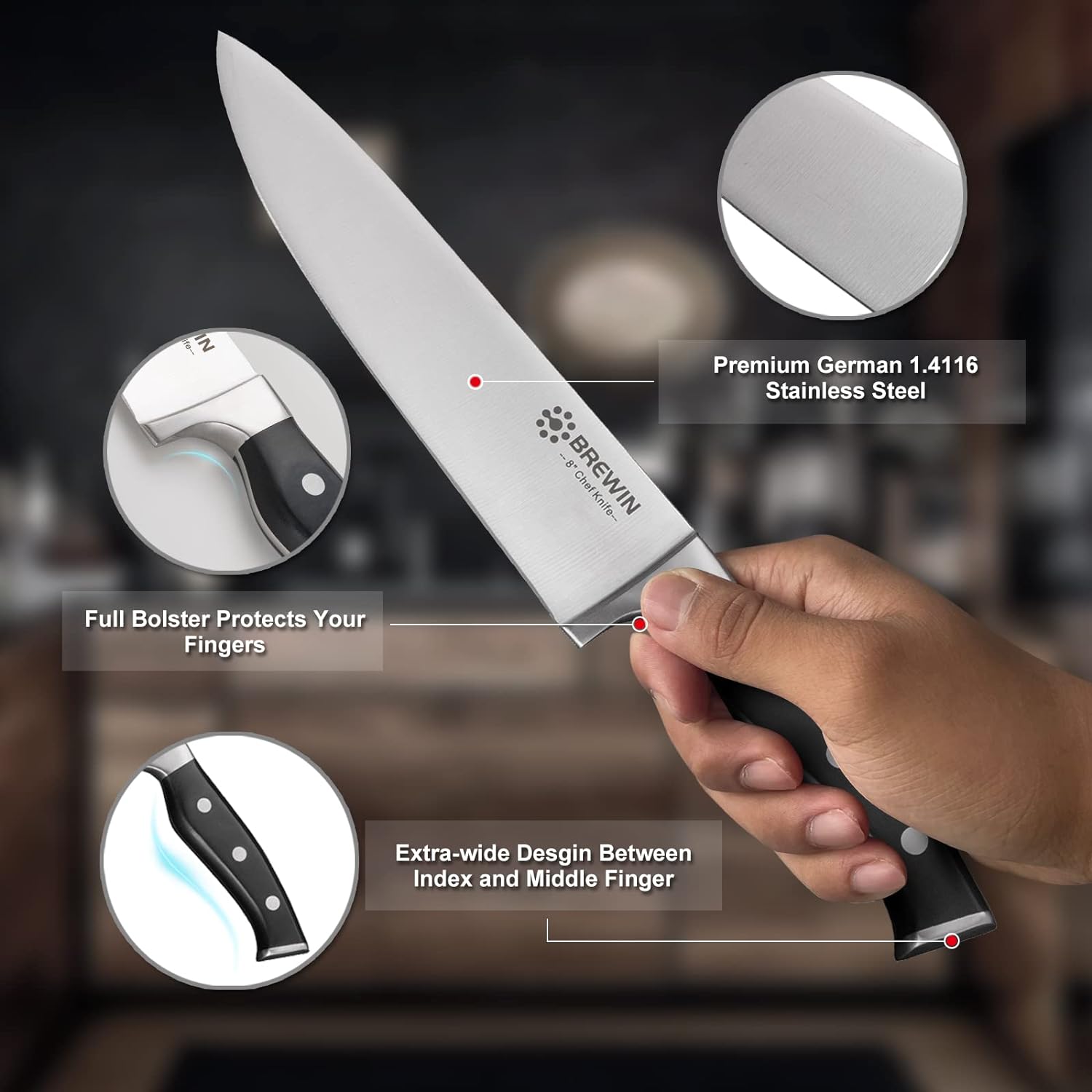 Professional Kitchen Knives, 3PC Chef Knife Set Sharp Knives for Kitchen High Carbon Stainless Steel, Japanese Cooking Knife with Gift Box