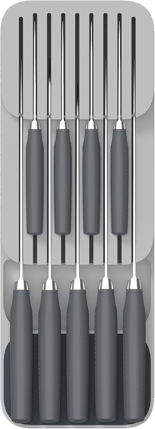 Drawerstore Knife Organizer, Holds up to 9 Knives, Kitchen Organization & Drawer Storage – Compact, Grey