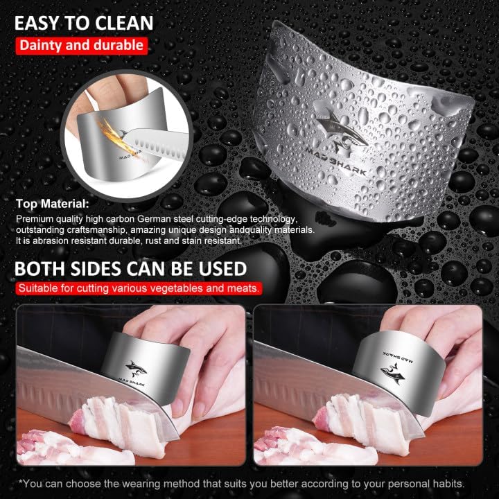 Chef Finger Guards for Cutting with Gift Box, 2Pcs Premium 304 Stainless Steel Finger Protectors for Cutting, Slicing and Chopping Vegetables, Fruits and Meat, Avoid Hurting Kitchen Tools