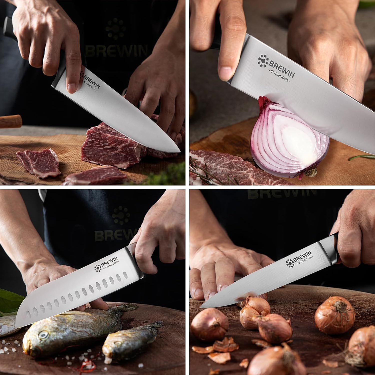 Professional Kitchen Knives, 3PC Chef Knife Set Sharp Knives for Kitchen High Carbon Stainless Steel, Japanese Cooking Knife with Gift Box