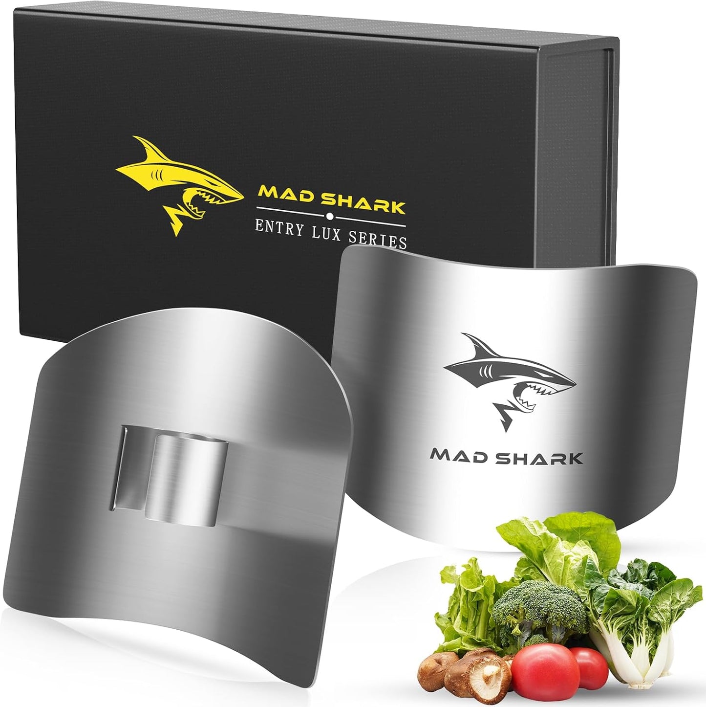 Chef Finger Guards for Cutting with Gift Box, 2Pcs Premium 304 Stainless Steel Finger Protectors for Cutting, Slicing and Chopping Vegetables, Fruits and Meat, Avoid Hurting Kitchen Tools