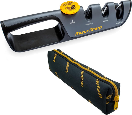 ™ Knife Sharpener with Adjustable Angle Guide — Diamond-Coated Ceramic Sharpening Stones for All Knives Including Precision Kitchen, Professional, Chef'S Knives — Non-Slip Rubber Edge Grip