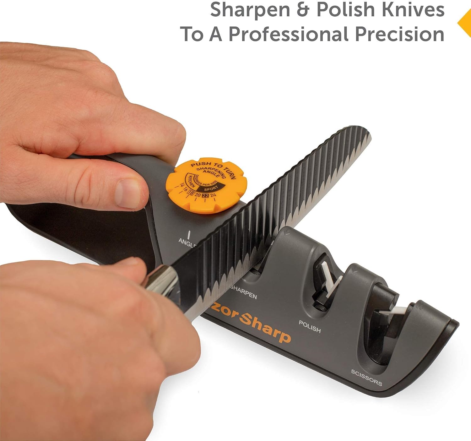 ™ Knife Sharpener with Adjustable Angle Guide — Diamond-Coated Ceramic Sharpening Stones for All Knives Including Precision Kitchen, Professional, Chef'S Knives — Non-Slip Rubber Edge Grip
