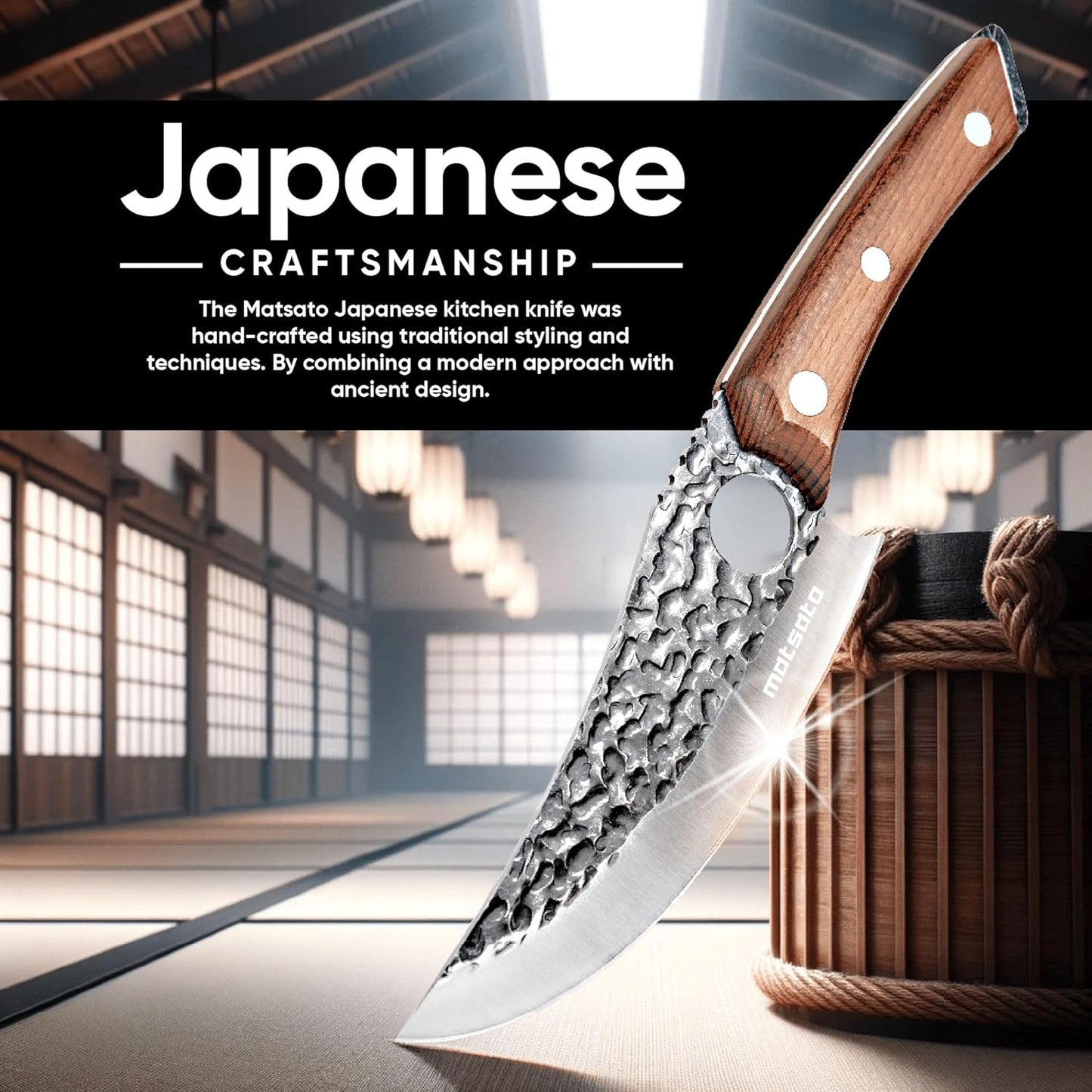 Chef Knife - Perfect Kitchen Knive. Japanese Knife for Cooking, Chopping. Japanese Style Knive for Home, Camping, BBQ. for Balance & Control