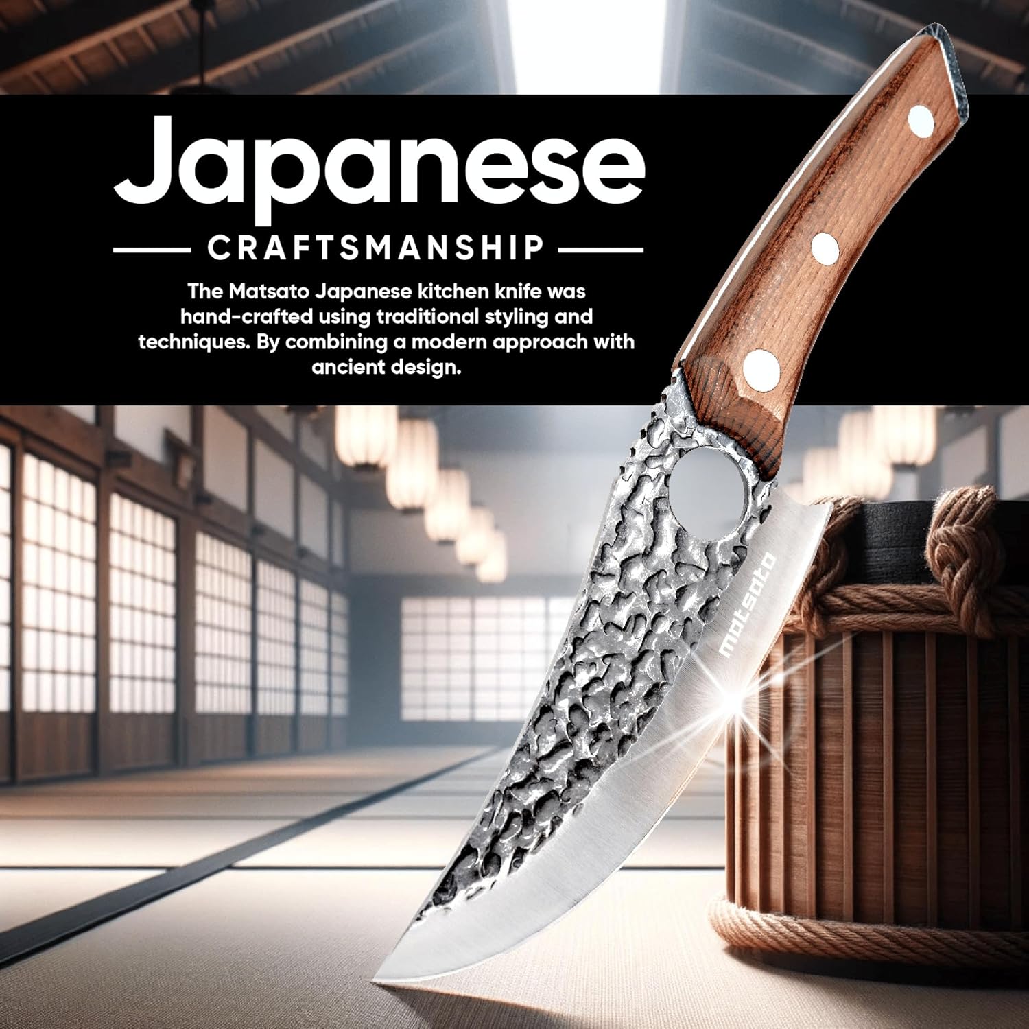 Chef Knife - Perfect Kitchen Knive. Japanese Knife for Cooking, Chopping. Japanese Style Knive for Home, Camping, BBQ. for Balance & Control