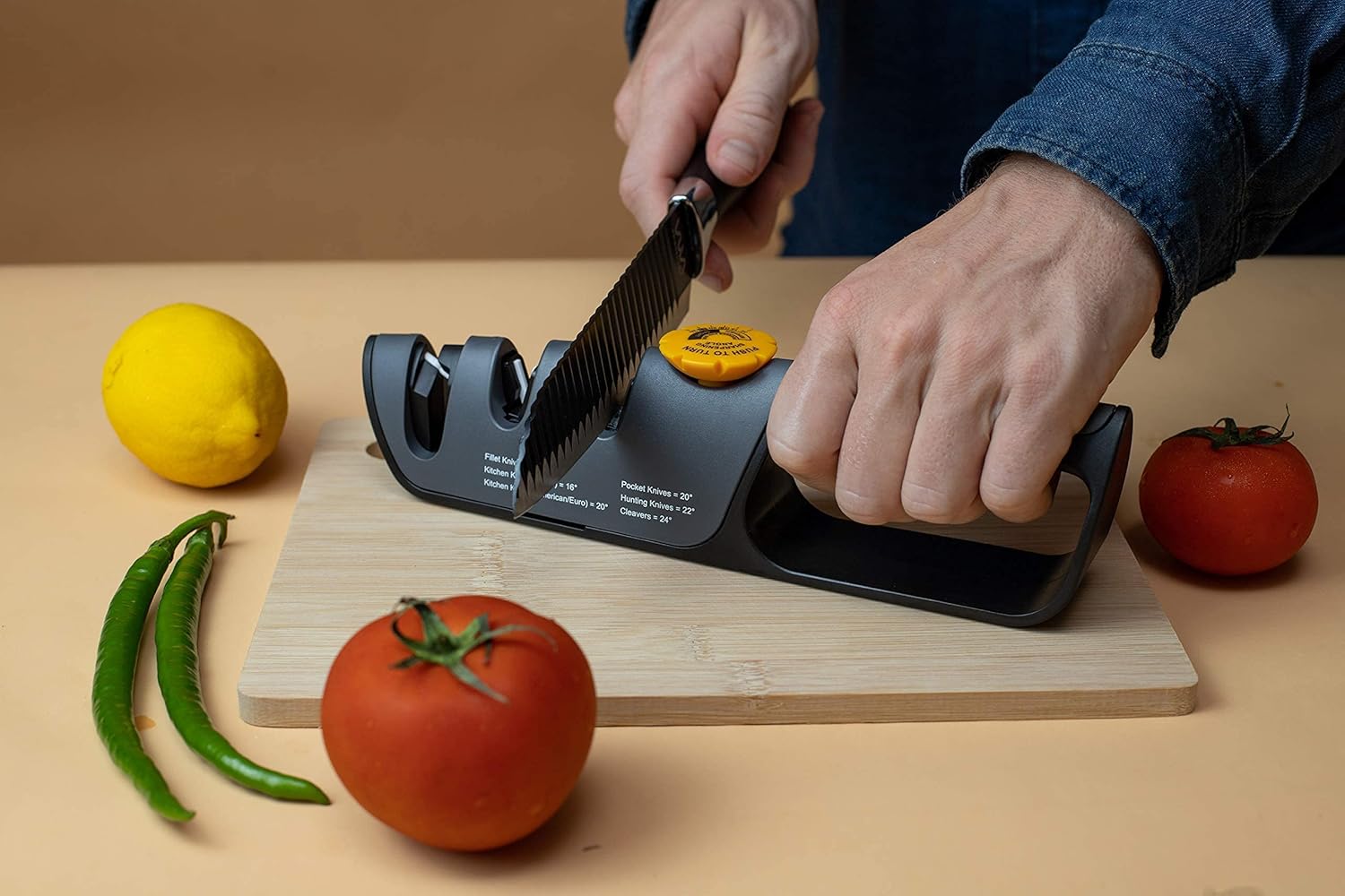 ™ Knife Sharpener with Adjustable Angle Guide — Diamond-Coated Ceramic Sharpening Stones for All Knives Including Precision Kitchen, Professional, Chef'S Knives — Non-Slip Rubber Edge Grip