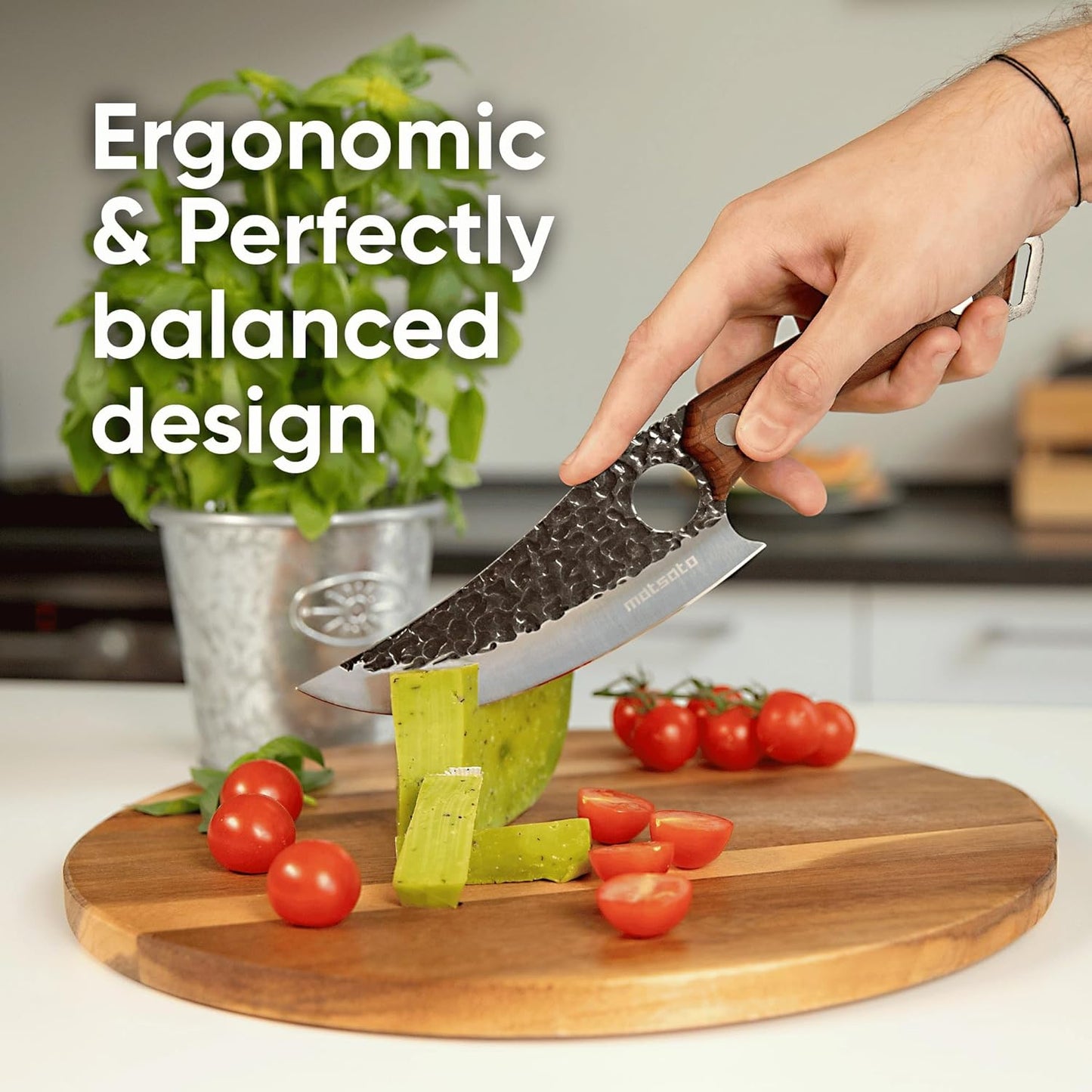 Chef Knife - Perfect Kitchen Knive. Japanese Knife for Cooking, Chopping. Japanese Style Knive for Home, Camping, BBQ. for Balance & Control