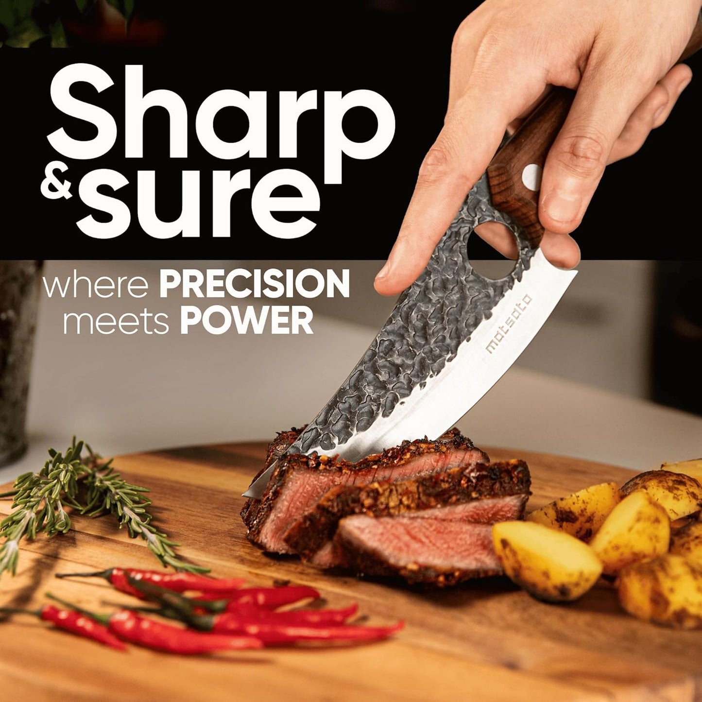 Chef Knife - Perfect Kitchen Knive. Japanese Knife for Cooking, Chopping. Japanese Style Knive for Home, Camping, BBQ. for Balance & Control