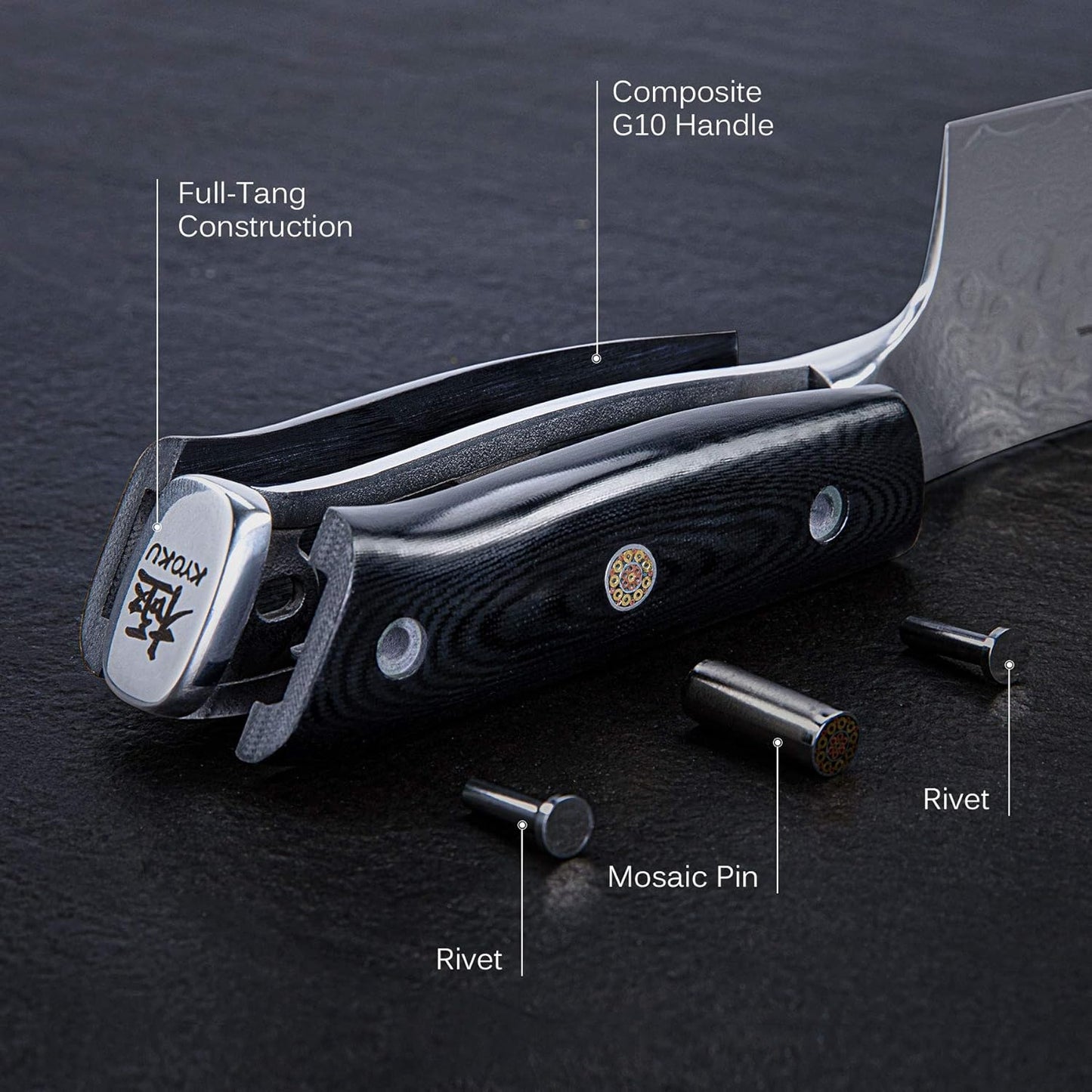 Chef Knife - 8"- Shogun Series Japanese VG10 Steel Core Hammered Damascus Blade Kitchen Knife - with Sheath & Case