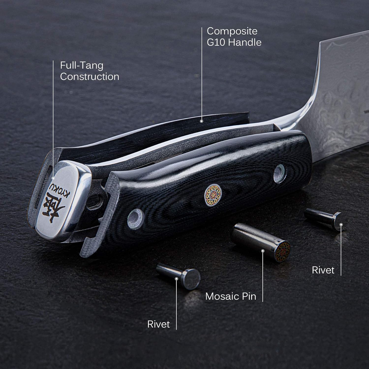 Chef Knife - 8"- Shogun Series Japanese VG10 Steel Core Hammered Damascus Blade Kitchen Knife - with Sheath & Case