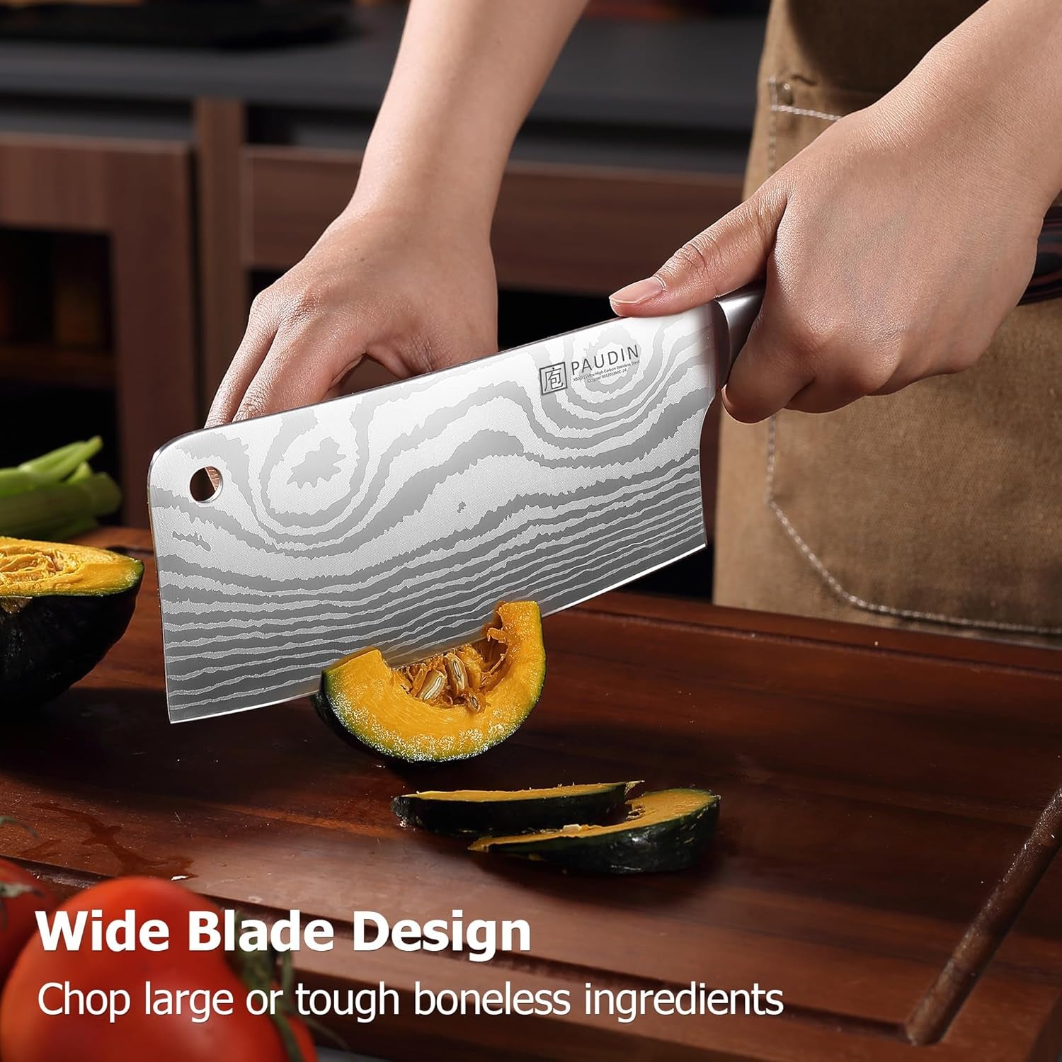 Cleaver Knife, Ultra Sharp Meat Cleaver 7 Inch, High Carbon Stainless Steel Butcher Knife with Wooden Handle, Chinese Cleaver for Meat Cutting Vegetable Slicing