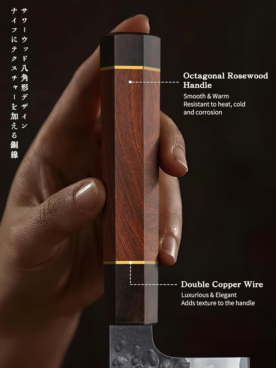 7 Inch Nakiri Knife, Japanese Hand Forged Asian Chopping Chef Knife, Professional Meat Vegetable Cleaver Kitchen Knife with Ergonomic Handle