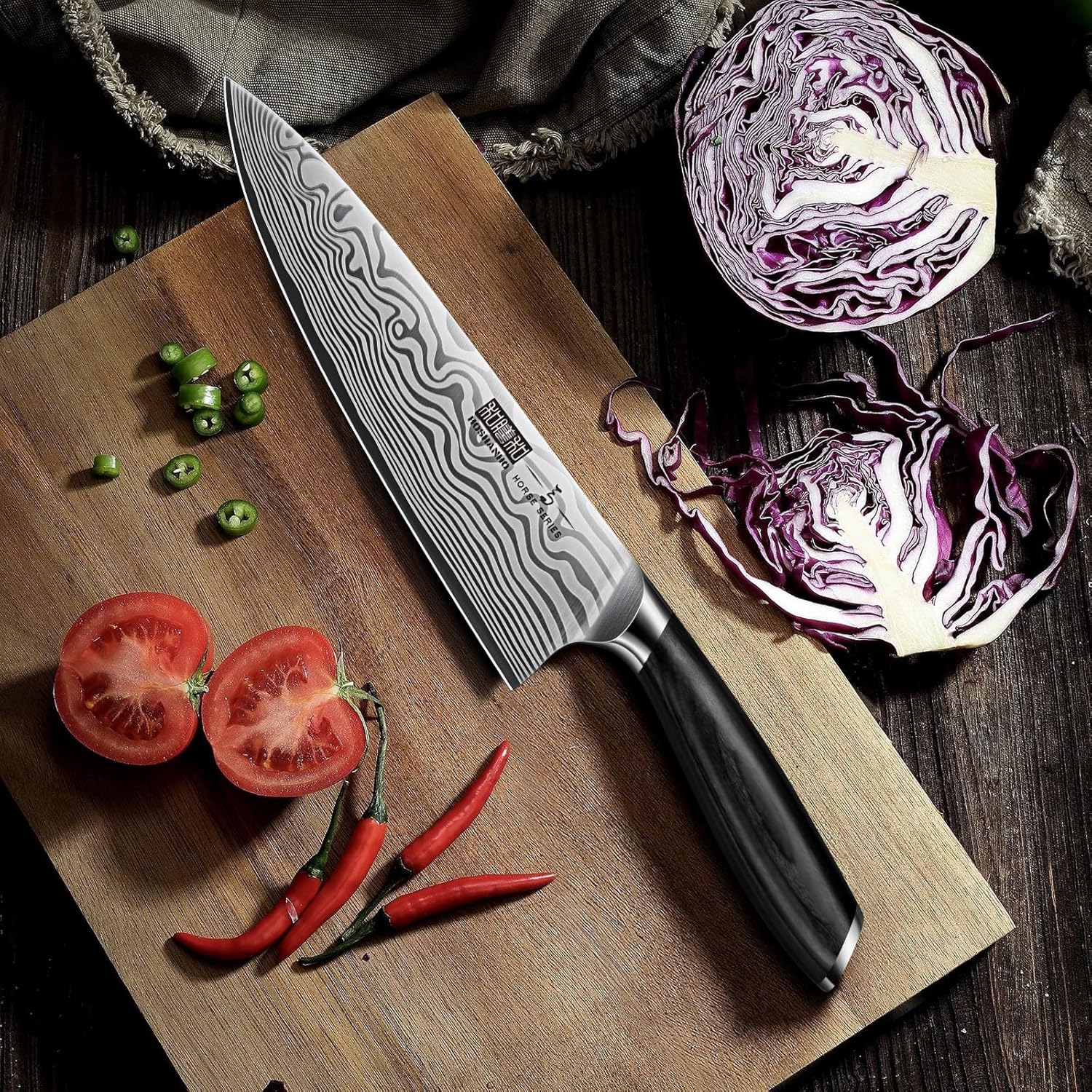 8 Inch Chef Knife, Ultra Sharp High Carbon Powder Steel Kitchen Knife, Professional Japanese Chef'S Knife with Ergonomic Pakkawood Handle