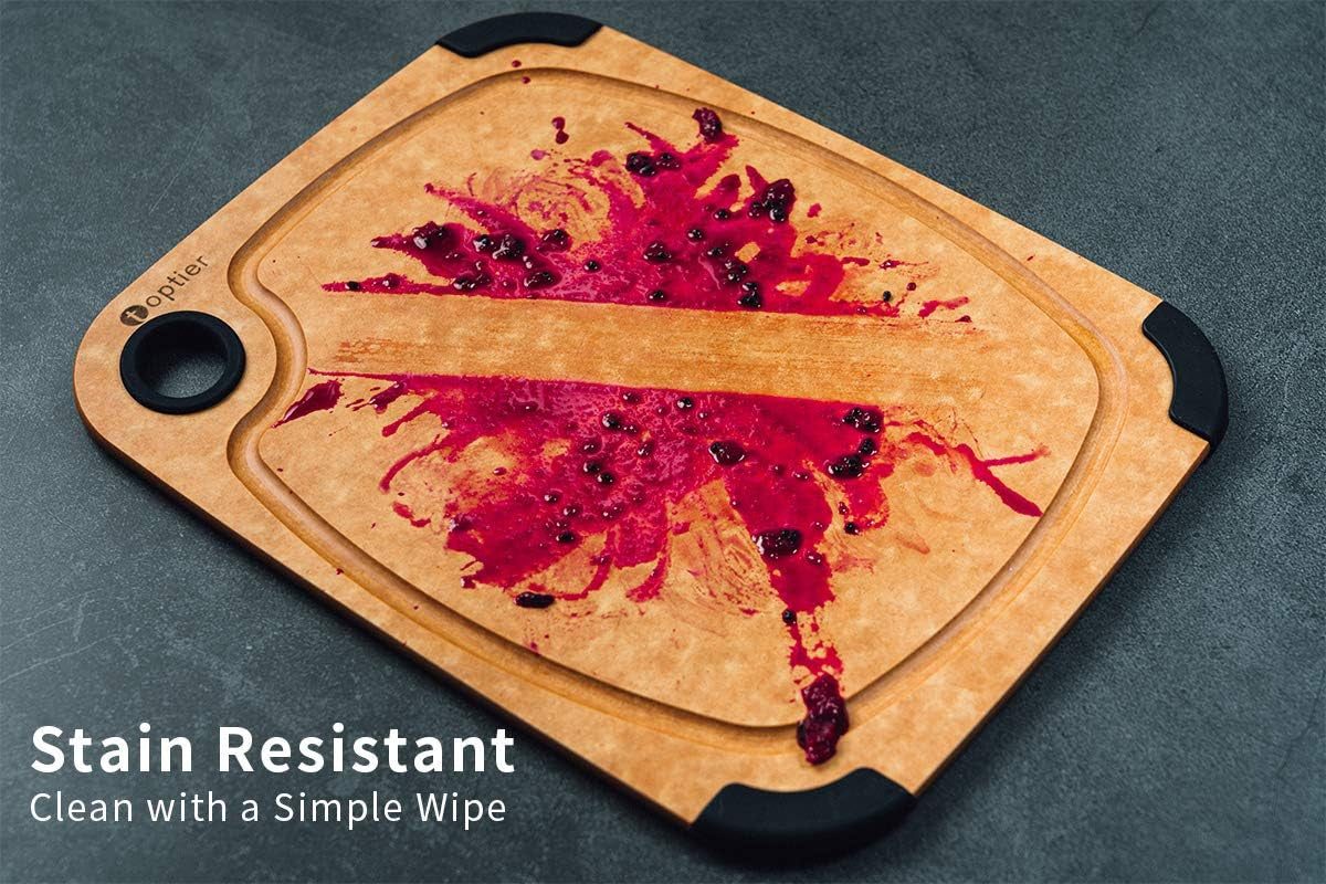 Wood Fiber Cutting Board,  Dishwasher Safe Cutting Boards for Kitchen, Eco-Friendly, Non-Slip, Fruit Juice Grooves, Non-Porous, BPA Free, Medium Cutting Board, 14.5 X 11-Inch, Natural Slate