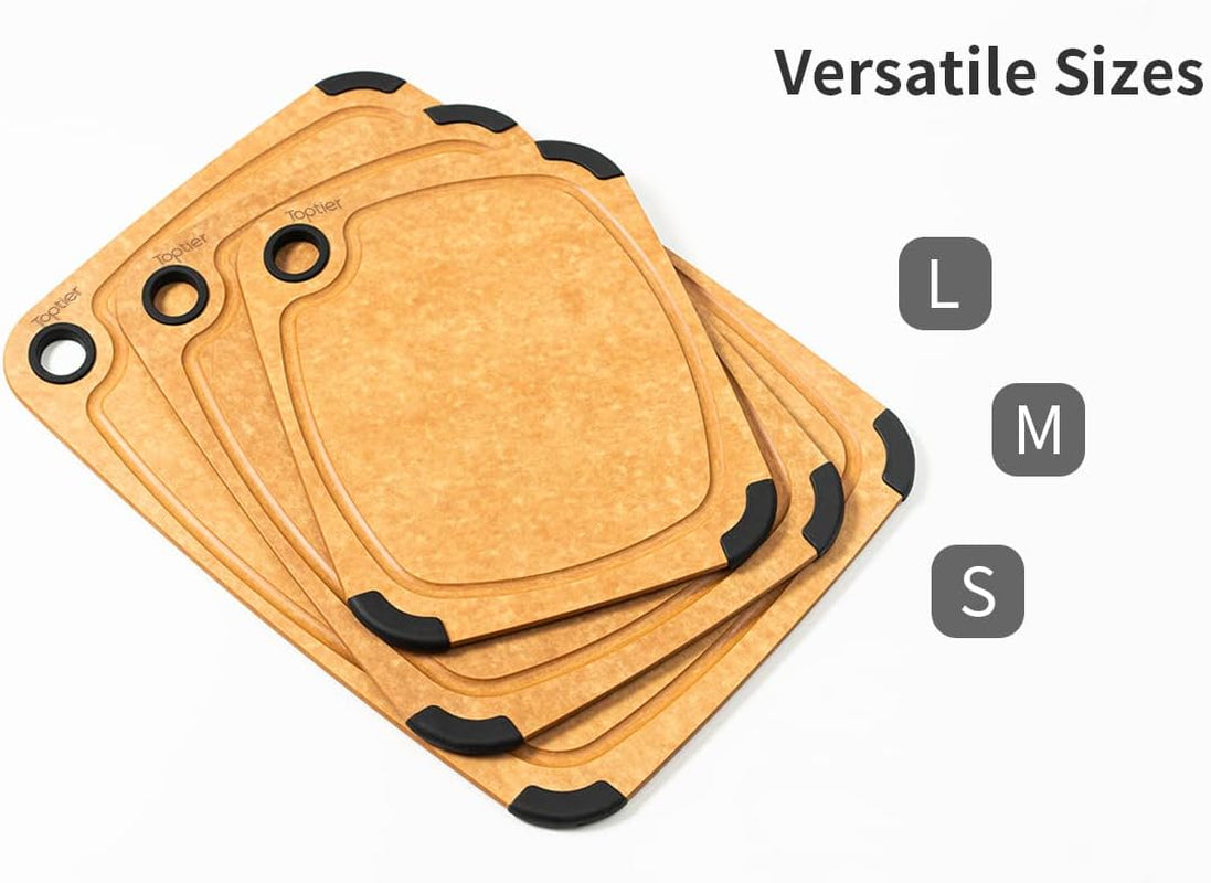 Wood Fiber Cutting Board,  Dishwasher Safe Cutting Boards for Kitchen, Eco-Friendly, Non-Slip, Fruit Juice Grooves, Non-Porous, BPA Free, Medium Cutting Board, 14.5 X 11-Inch, Natural Slate